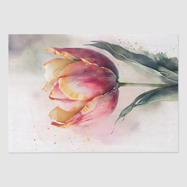 Tulip Floral Decoupage Watercolor Seidenpapier (Vorderseite)