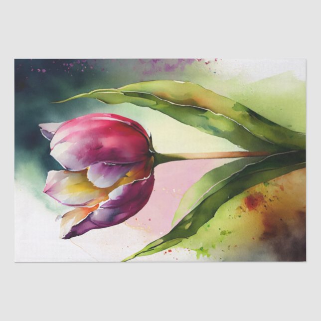 Tulip Floral Decoupage Watercolor Seidenpapier (Vorderseite)