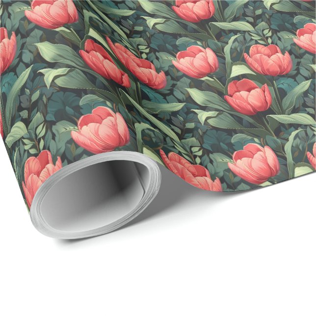 Tulip Floral Geschenkpapier (Rolleneckpunkt)