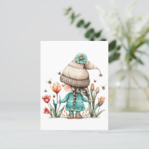 Tulip Floral Girl Gnome Postkarte
