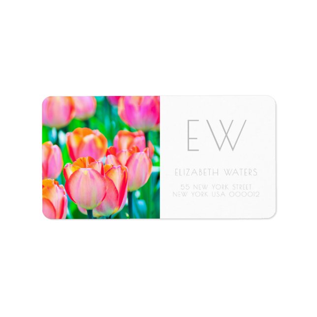 TULIP FLOWER FOTOGRAFIE-ADRESSE ETIKETTIERUNG ADRESSAUFKLEBER (Vorne)