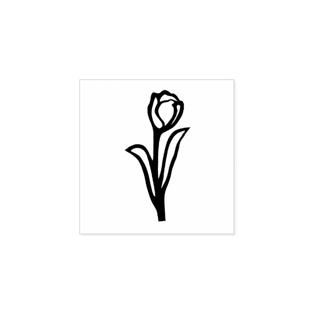 Tulip Folk Art Blume Floral Lino-Schnitt Look Gummistempel (Prägung)