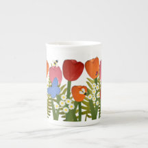 Tulip Garden 10oz Bone-China-Tasse 