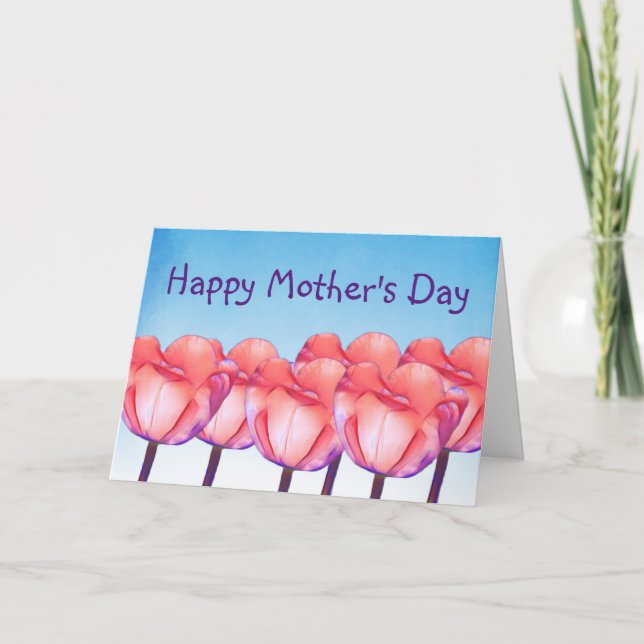 Tulip Garden Illustration mit Text Muttertag Karte (Vorderseite)