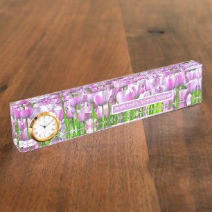TULIP GARDEN/LAVENDER PINK UND WEISSE TULIPS NAMENSPLAKETTE