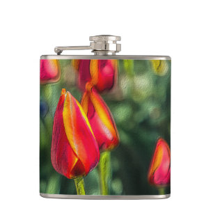 Tulip Garden Textured Flachmann