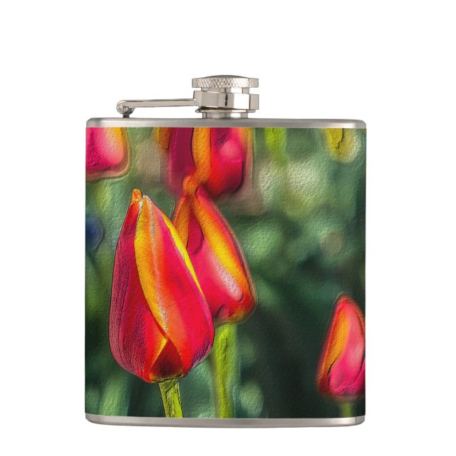 Tulip Garden Textured Flachmann (Vorderseite)