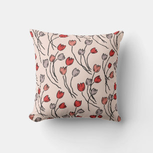 Tulip-Garten - Moderne Blumen in Rot und Pink Kissen