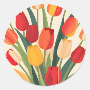 Tulip Glow-Up Runder Aufkleber
