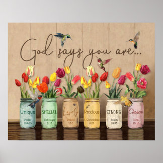 Tulip & Hummingbirds Gott sagt, Sie sind Poster