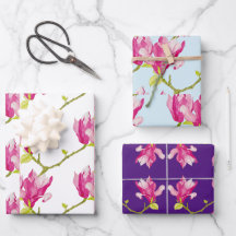 Tulip Magnolias sur un ensemble de papier d'envelo