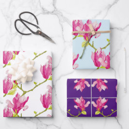 Tulip Magnolias sur un ensemble de papier d'envelo