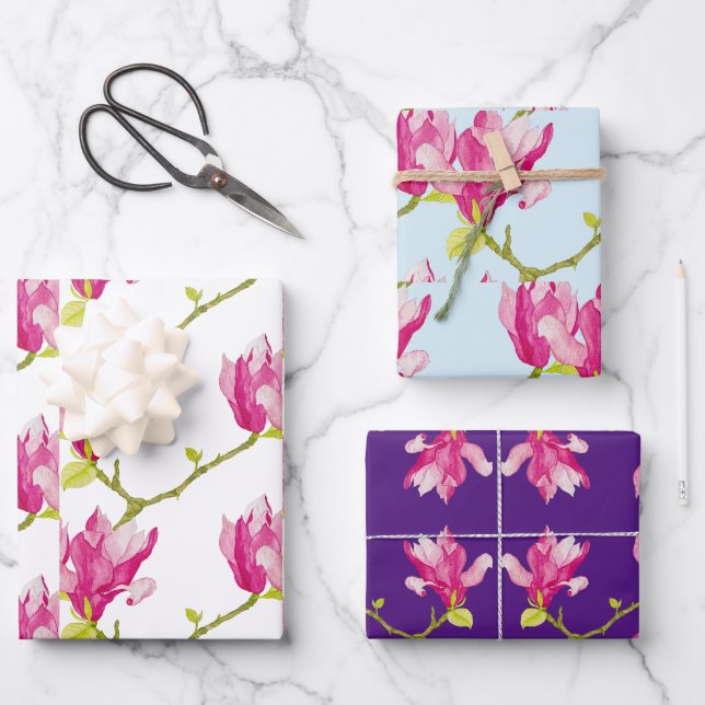 Tulip Magnolias sur un ensemble de papier d'envelo (Recto)