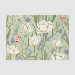 Tulip Meadow in Sage Green Seidenpapier