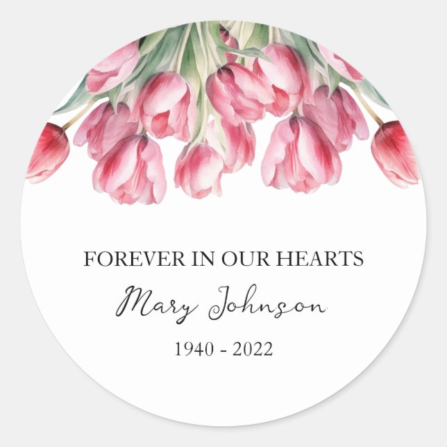 Tulip Memorial Funeral Classic Rund Sticker (Vorderseite)