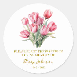 Tulip Memorial Funeral Seed Packet Runder Aufkleber