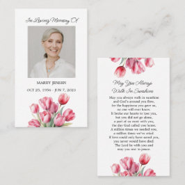 Tulip Memorial Photo Funeral Prayer Card Visitenkarte