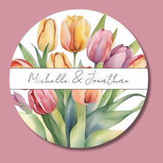 Tulip monogram runder aufkleber