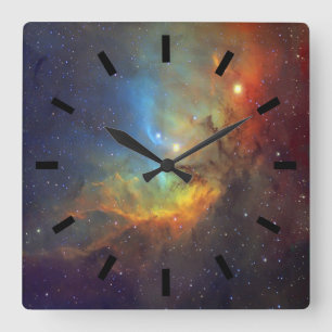 Tulip Nebula SH2-101 NASA Quadratische Wanduhr