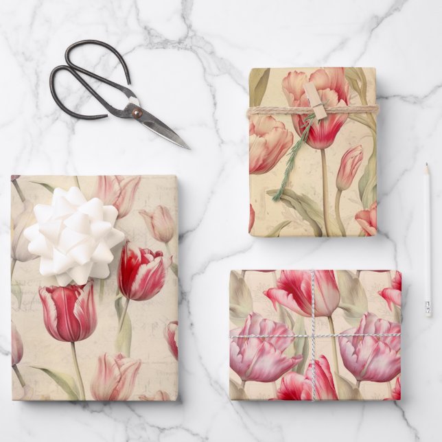 Tulip Packpapier Geschenkpapier Set (Vorderseite)