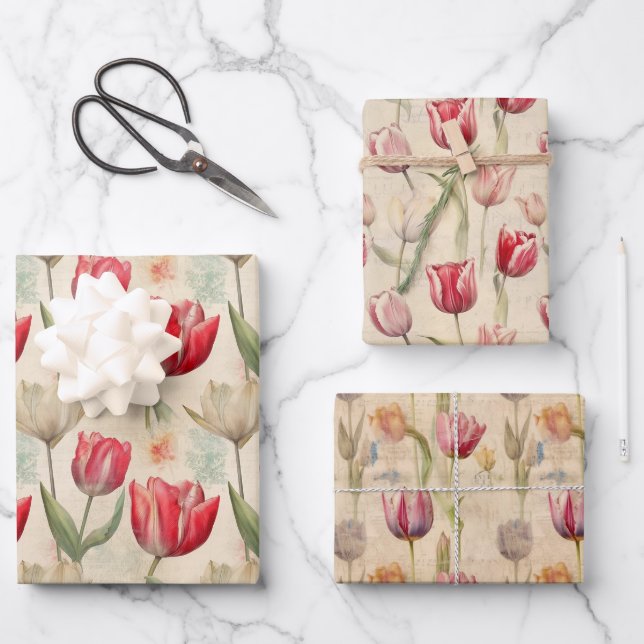 Tulip Packpapier Geschenkpapier Set (Vorderseite)