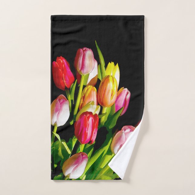 Tulip Painting - Original Blume Kunst Badhandtuch Set (Handtuch)