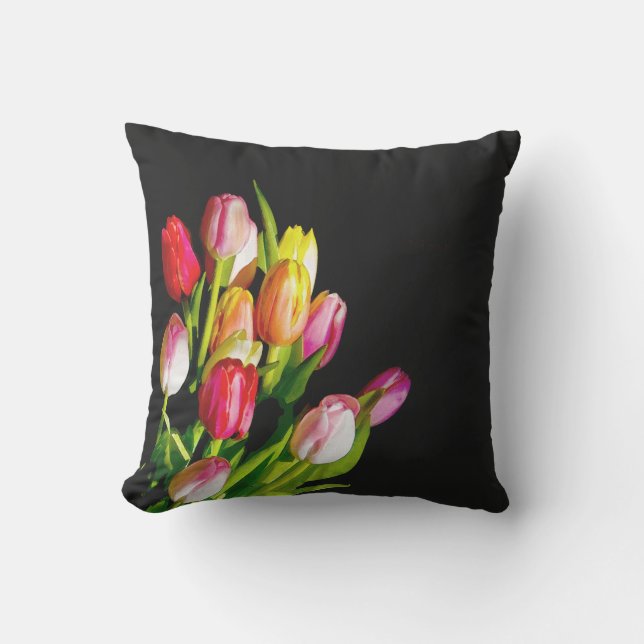 Tulip Painting - Original Blume Kunst Kissen (Vorderseite)