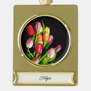 Tulip Painting - Originelle Blume Kunst Banner-Ornament Gold