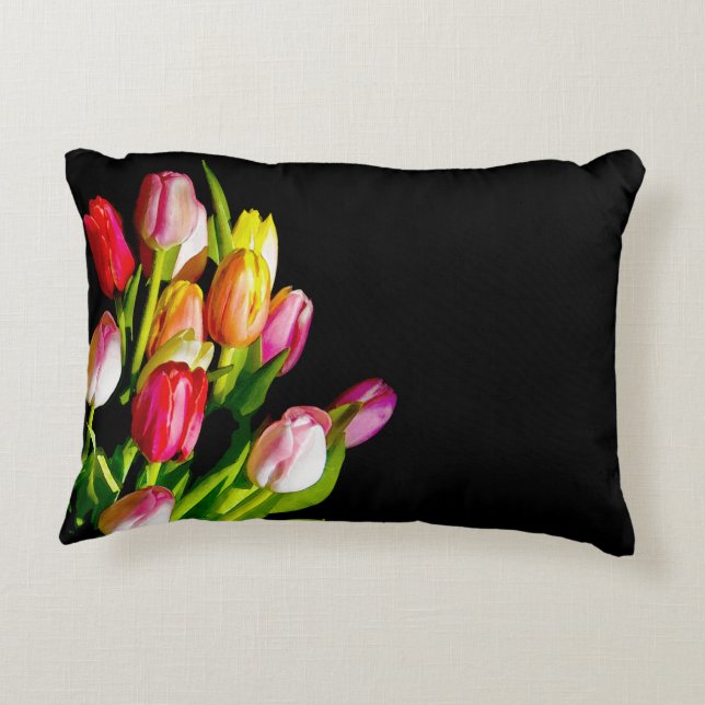 Tulip Painting - Originelle Blume Kunst Dekokissen (Rückseite)
