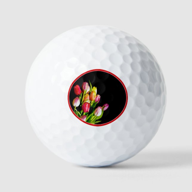 Tulip Painting - Originelle Blume Kunst Golfball (Vorderseite)
