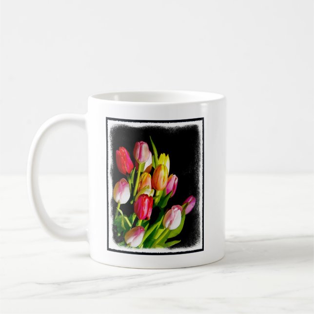 Tulip Painting - Originelle Blume Kunst Kaffeetasse (Links)