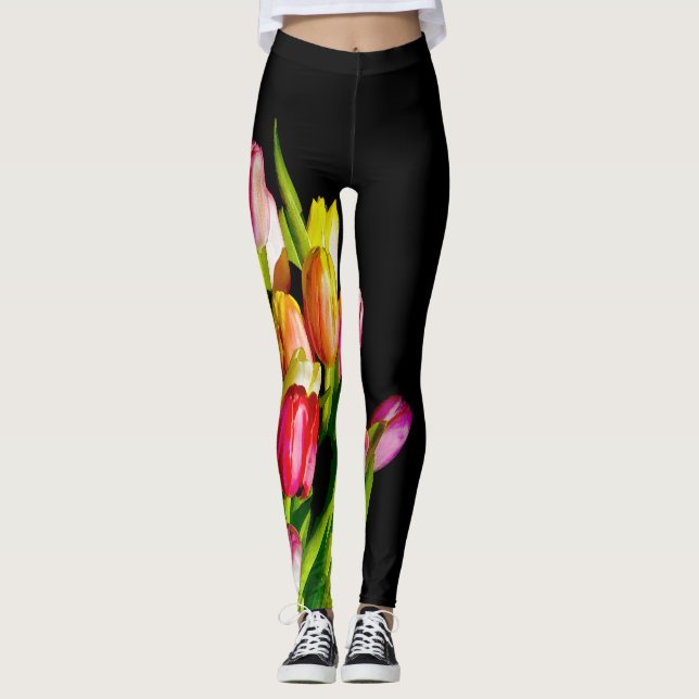 Tulip Painting - Originelle Blume Kunst Leggings (Vorderseite)
