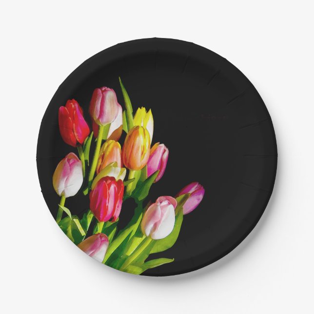 Tulip Painting - Originelle Blume Kunst Pappteller (Vorderseite)