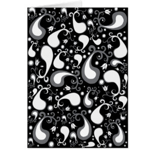 Tulip Paisley Floral, abstrakt, schwarz und weiß