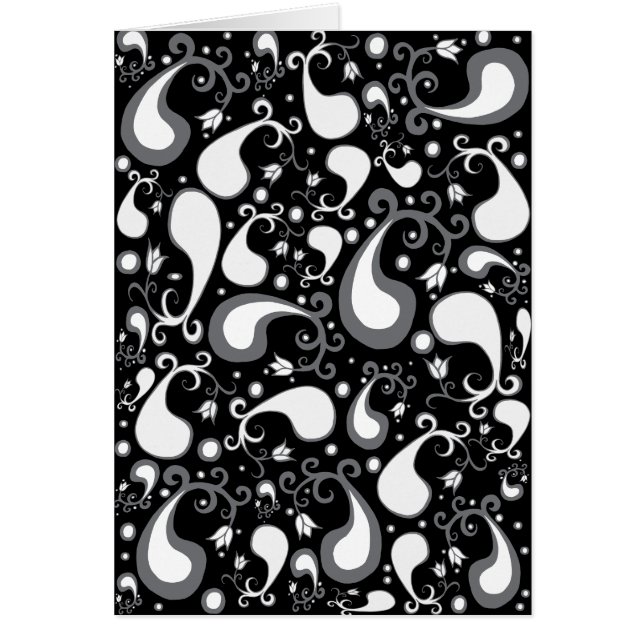 Tulip Paisley Floral, abstrakt, schwarz und weiß (Vorne)