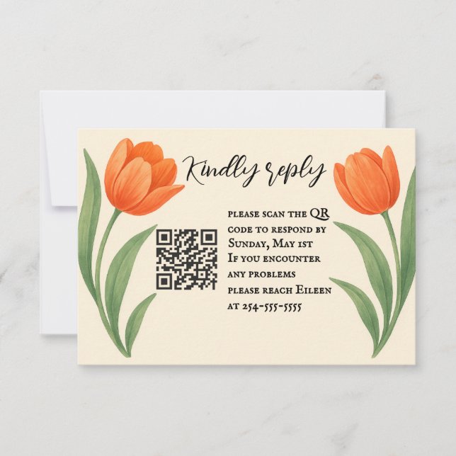 Tulip Paradise QR Code RSVP Card (Vorderseite)