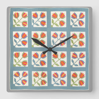 Tulip quilt quadratische wanduhr
