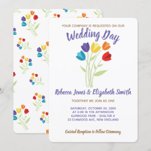 Tulip Rainbow Lesbian Gay Wedding Einladung