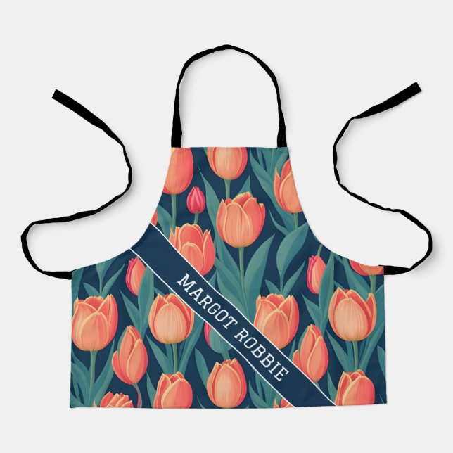 Tulip Retro Personalisiertes Muster Schürze (Vorderseite)