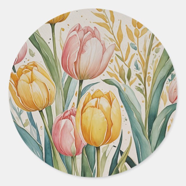 Tulip Reverie Runder Aufkleber (Vorderseite)
