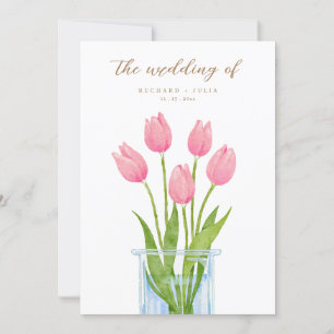 Tulip Romance Floral rose Faire-part de mariage