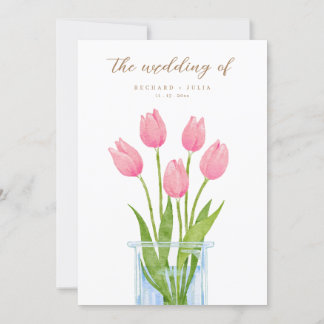 Tulip Romance Floral rose Faire-part de mariage