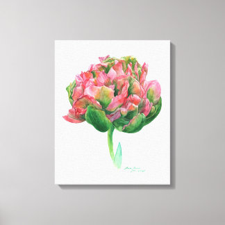 Tulip rosa grüne botanische Aquarellfarbe Leinwanddruck