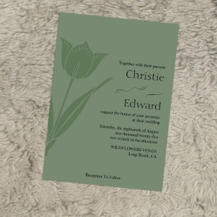 Tulip Sage Green Wedding Einladung