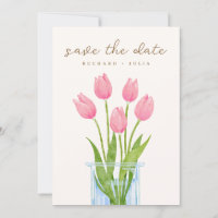 TULIP Save The Date Einladung / Aquarell Blumen