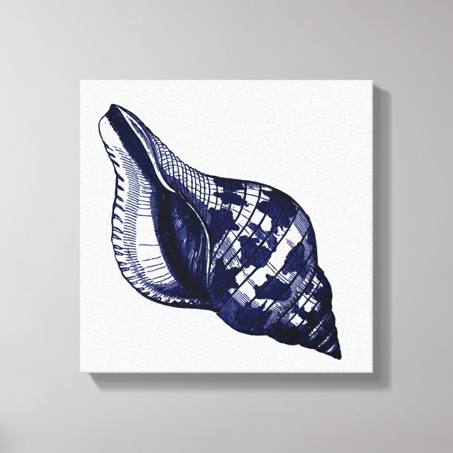Tulip Seashell in Blue Leinwanddruck (Vorderseite)