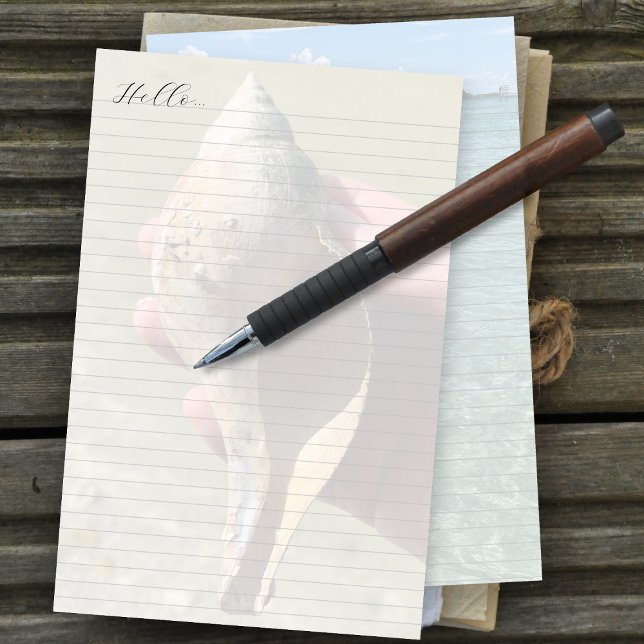 Tulip Shell Ocean Background Lined Writing Paper Briefpapier (Von Creator hochgeladen)