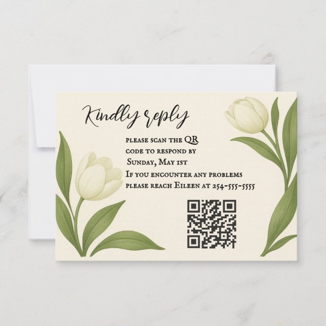 Tulip Sonata QR Code RSVP Karte (Vorderseite)