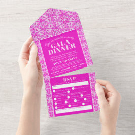 Tulip stars rosa Muster Gala Dinner All In One Einladung