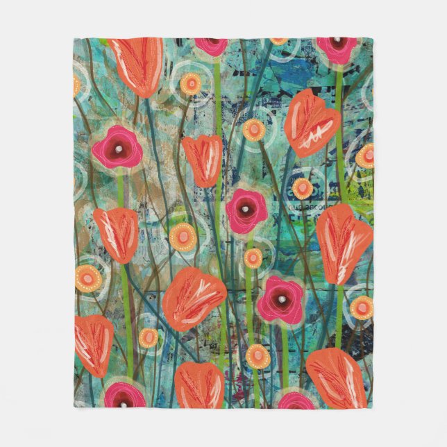 Tulip Tango - Natur Inspiriert Moderne Kunst - Fleecedecke (Vorderseite)